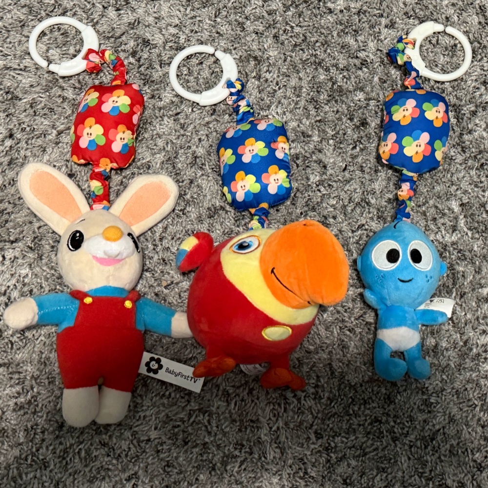 Babyfirst TV Character Stroller Toys: Harry the Bunny, VocabuLarry and GooGoo.